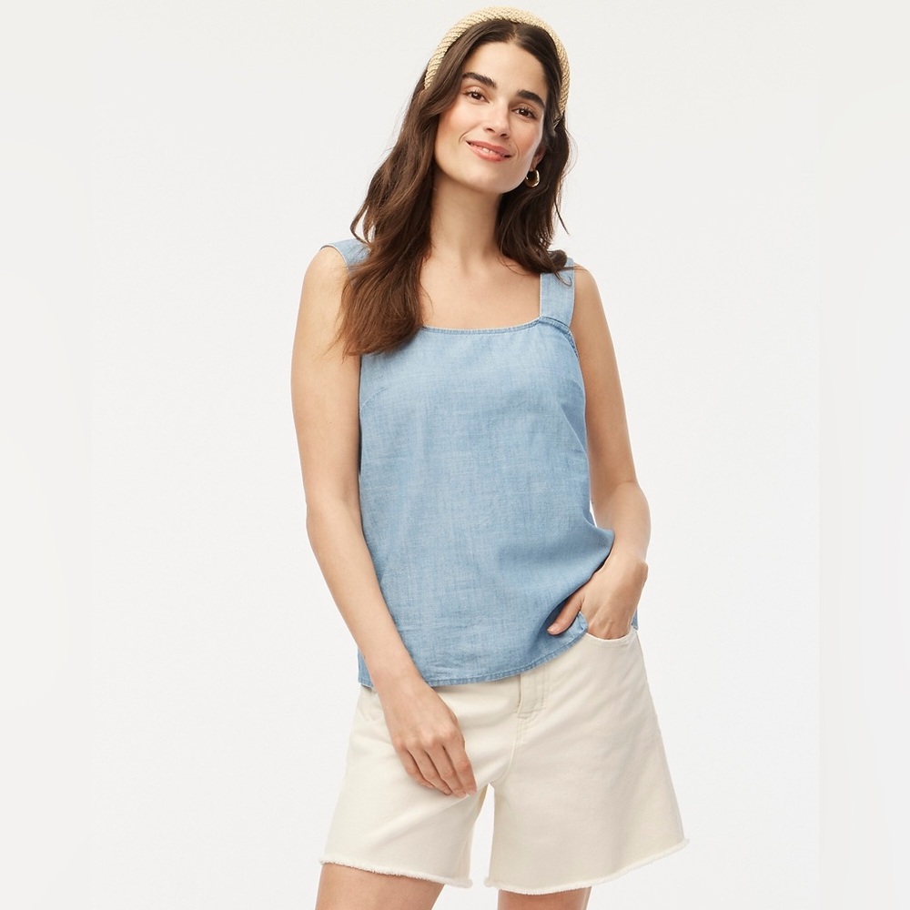 J. Crew Chambray squareneck tank top